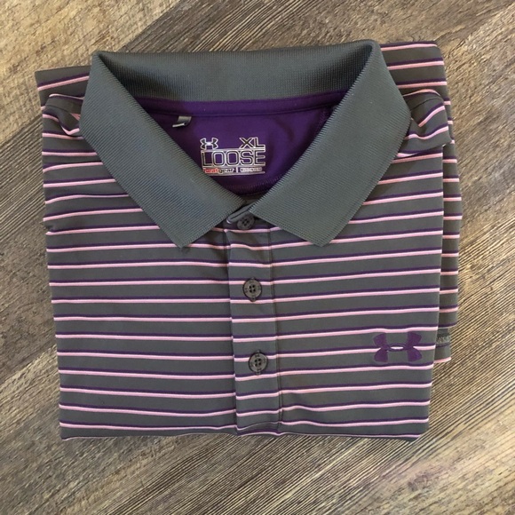 Under Armour Heatgear Loose gray and purple Striped XL EUC - Picture 5 of 6